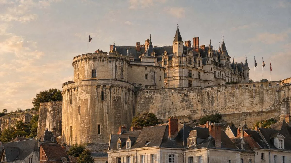 Le Château Royal d’Amboise sur son rocher dominant la Loire, vu depuis la ville