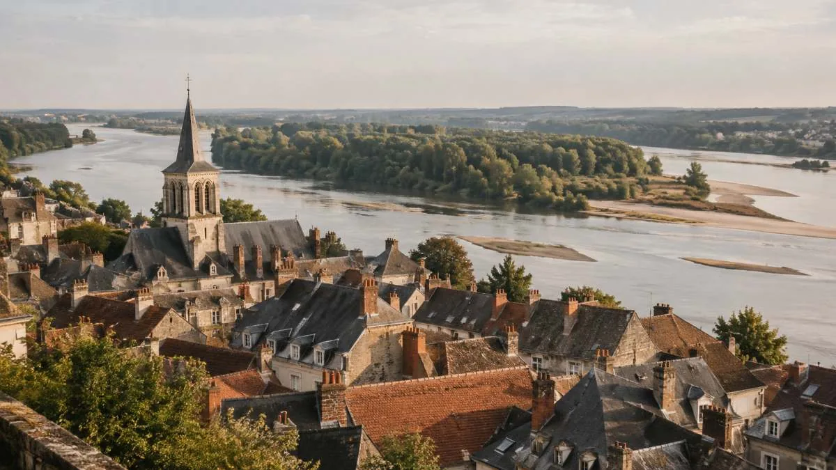 Les toits d'Amboise et la Loire vus depuis la terrasse du château